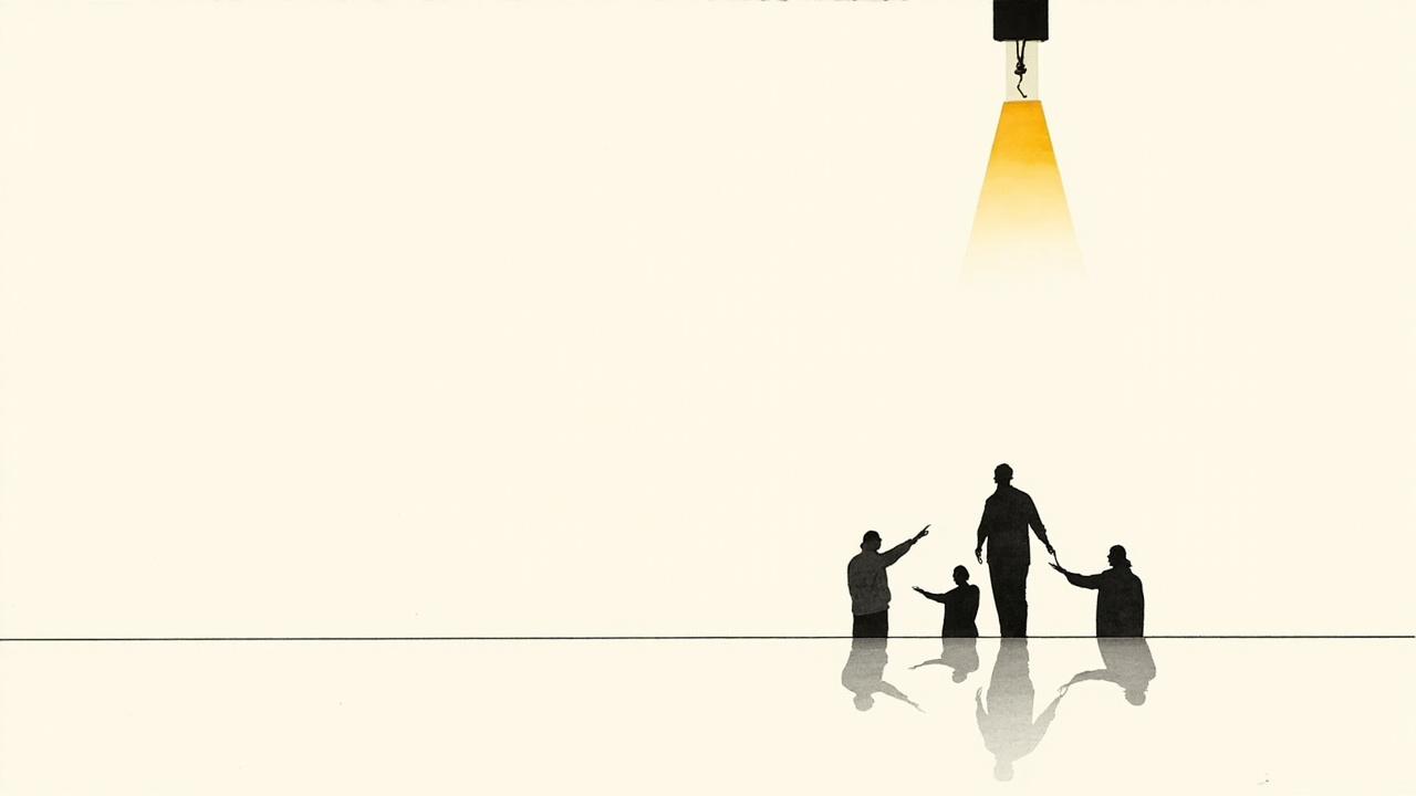 Luminária de teto projeta cone protetor de luz sobre pessoas respirando o mesmo ar, metáfora da tecnologia far-UVC