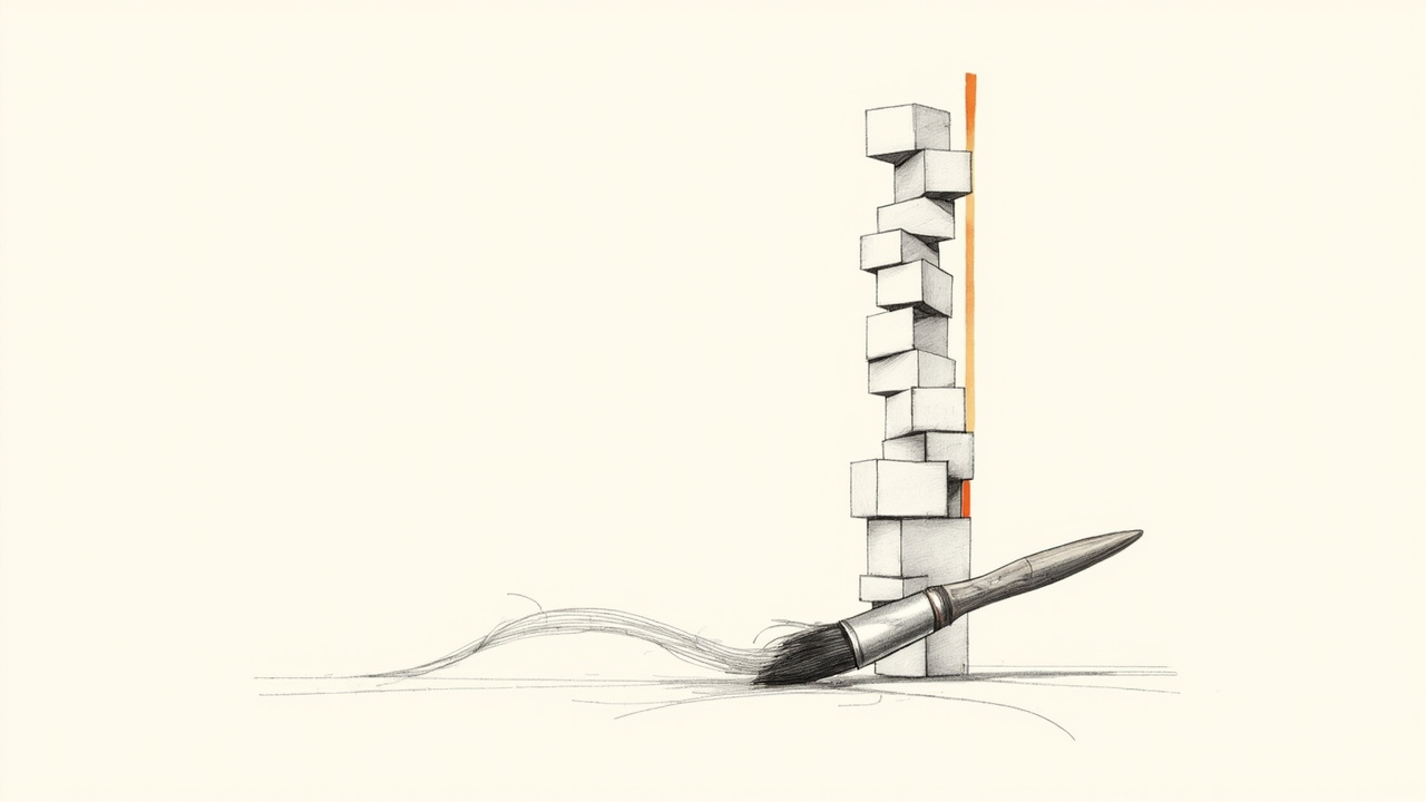 Pincel mergulhado em código que brota numa torre dourada de blocos de software, representando a Lovable e seu valuation de US$ 13 bilhões