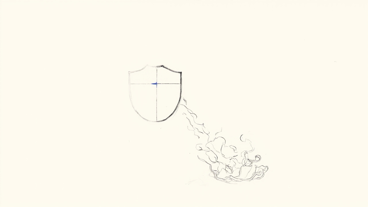 Escudo digital escaneando documentos que se dissolvem em fumaça, proteções da OpenAI sem retenção de dados.