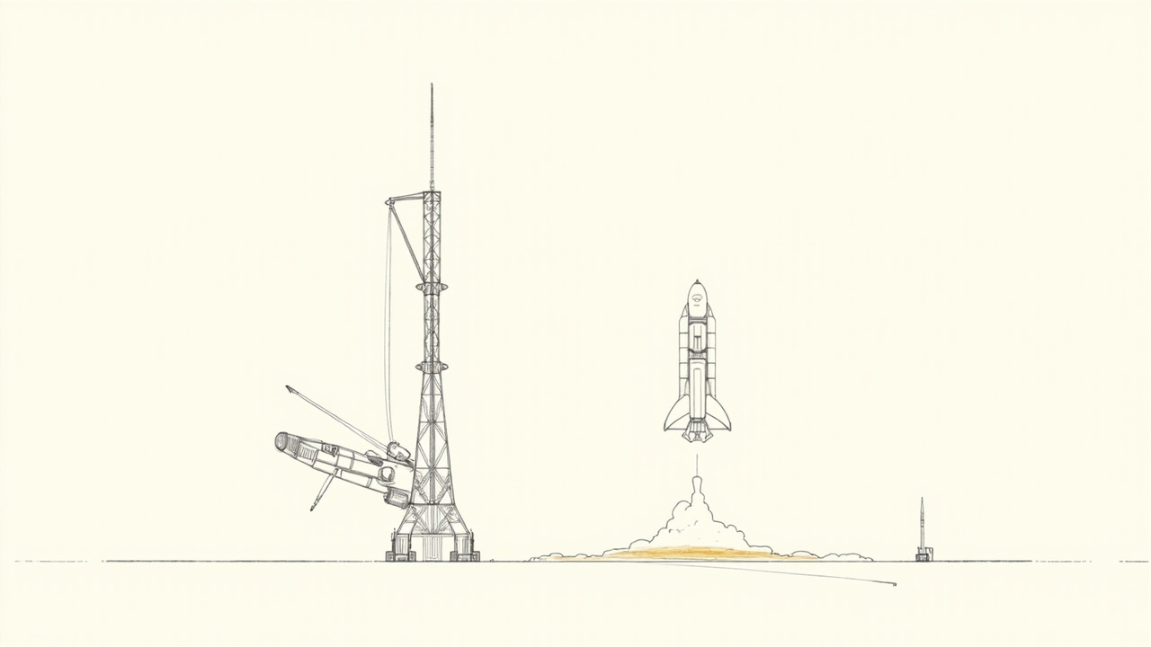 Torre de lançamento captura o estágio superior da Starship com braços mecânicos