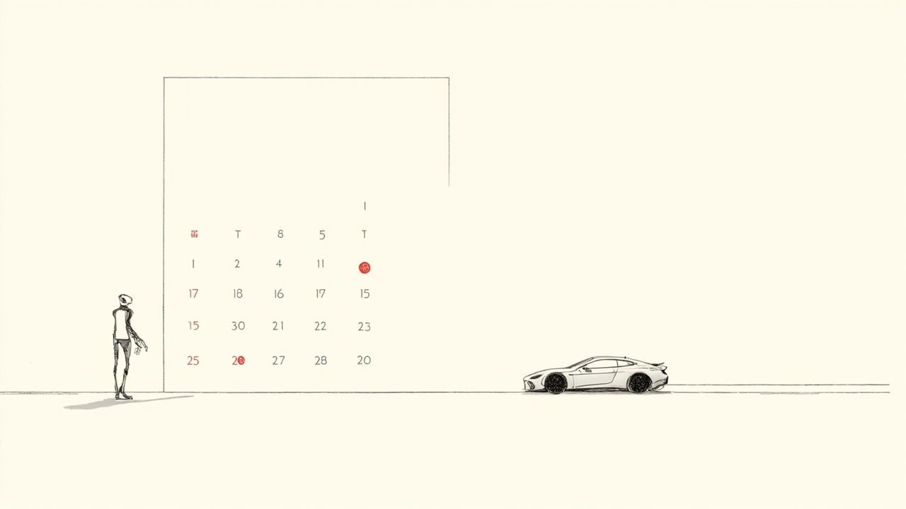 Robô Optimus e carro autônomo Tesla diante de calendário que aponta para 2027