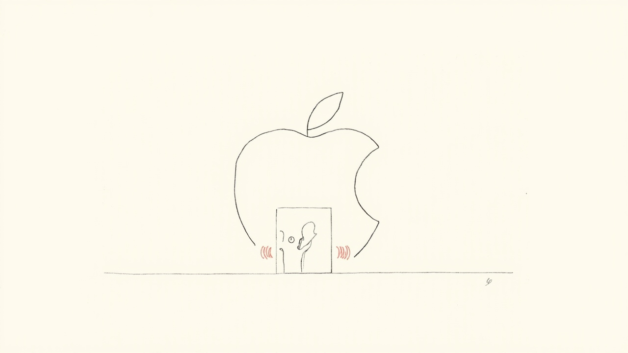 Funcionários deixam prédio da Apple com headset e ondas de voz, após cortes em Vision Pro e Siri