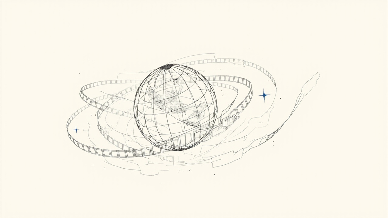 Globo de arames separa quadros de filme, ondas sonoras e balões de fala, modelo de mundo multimodal EchoWM