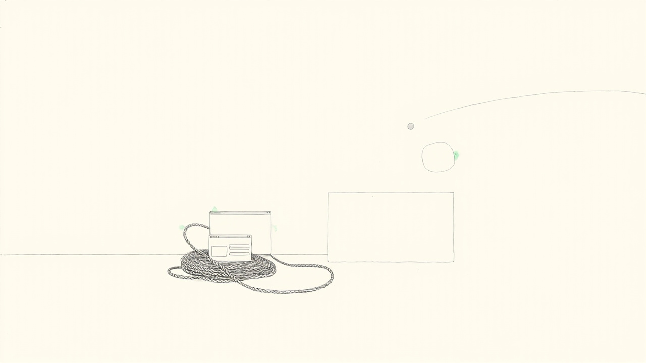 Chicote de cabo trançado repousa junto a terminal com subprocessos, harness Whip para agentes de código