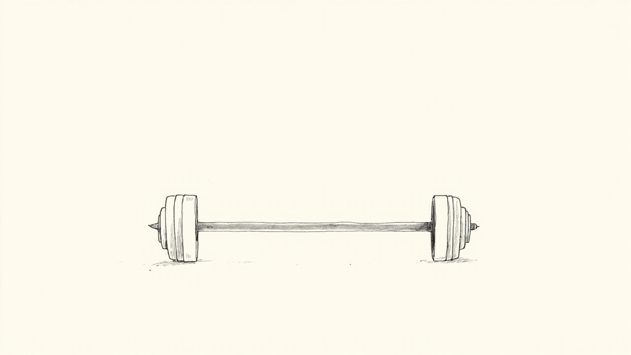 Halter feito de lápis erguendo telas de design como anilhas, metáfora da disciplina de treino aplicada ao design