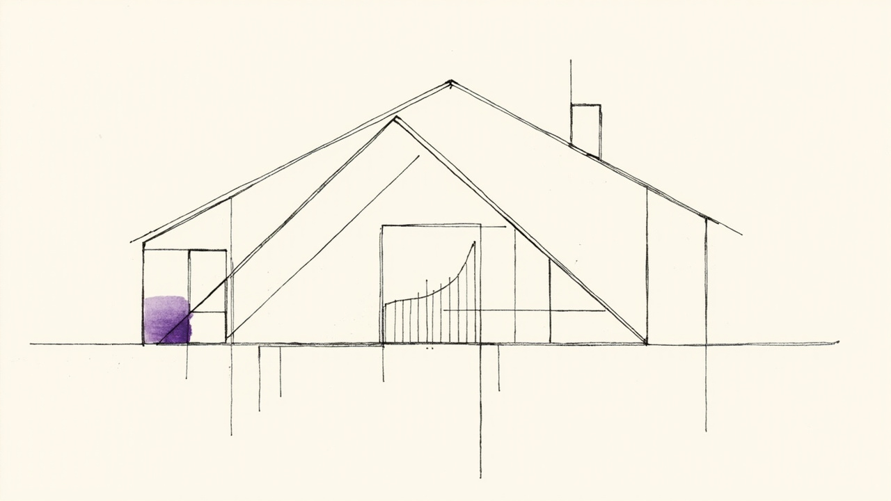 Planta de arquiteto com gráficos desenhados como janelas da casa, planejamento que antecede dashboards efetivos