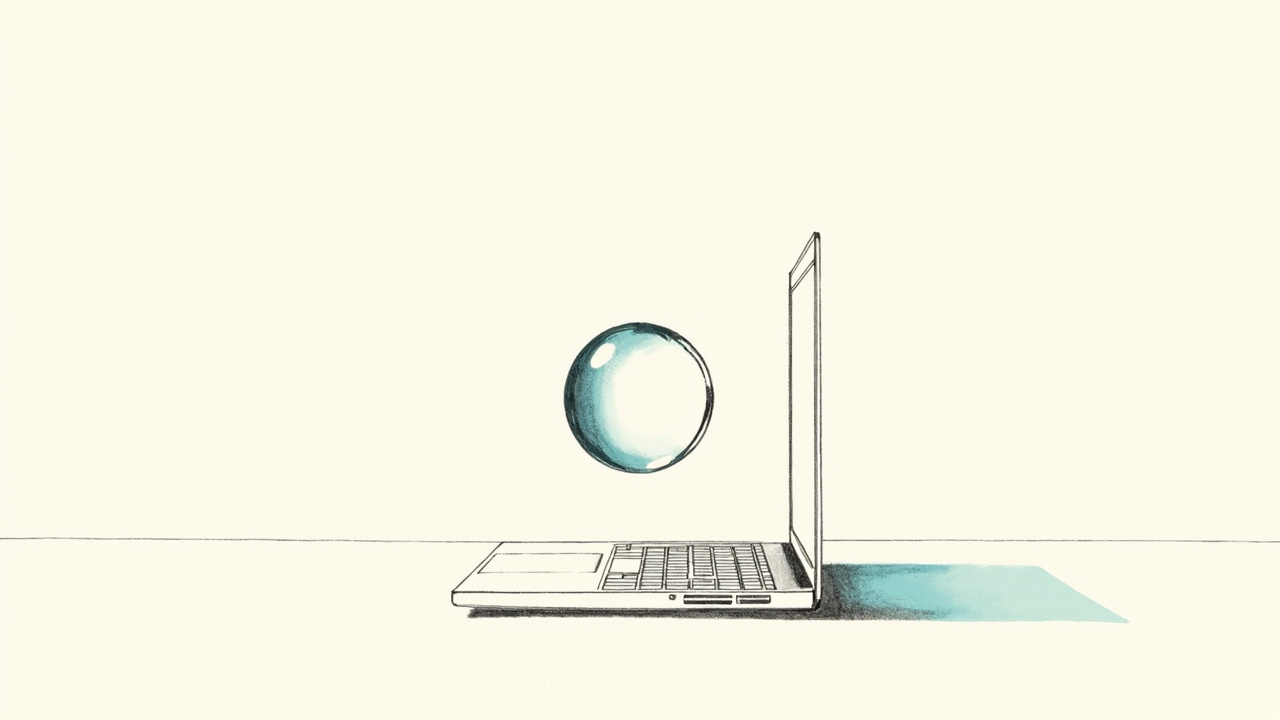 Bola de cristal paira sobre teclado de laptop, agentes de código remotos controlados pelo navegador