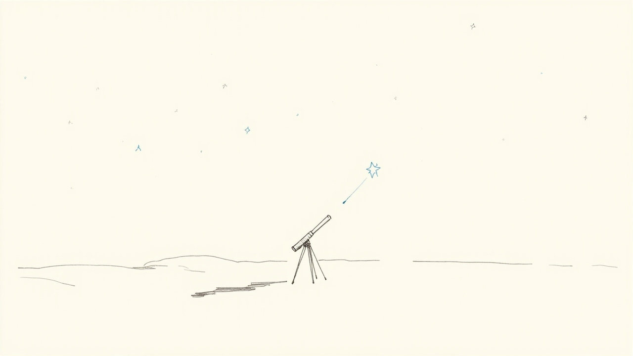 Telescópio aponta para estrela nova surgindo no céu noturno, metáfora dos primeiros sinais do GPT-6 Astra da OpenAI