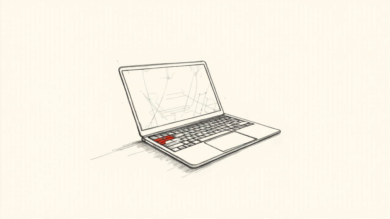 MacBook aberto como baú revelando esquemas internos, provas forenses no processo da Apple contra a OpenAI