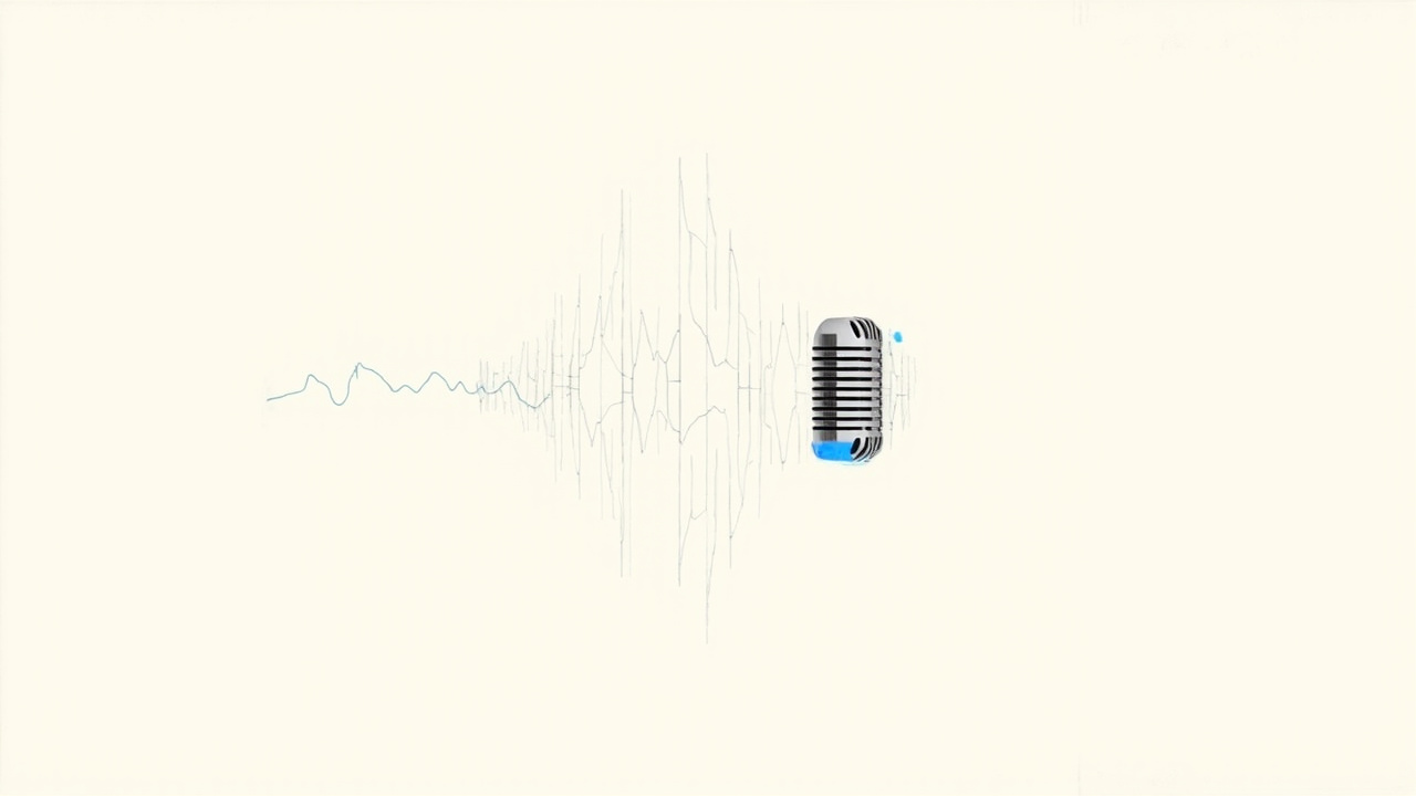 Microfone dividindo onda sonora em vinte fios coloridos, modelo de transcrição em tempo real Muse Voice da Meta