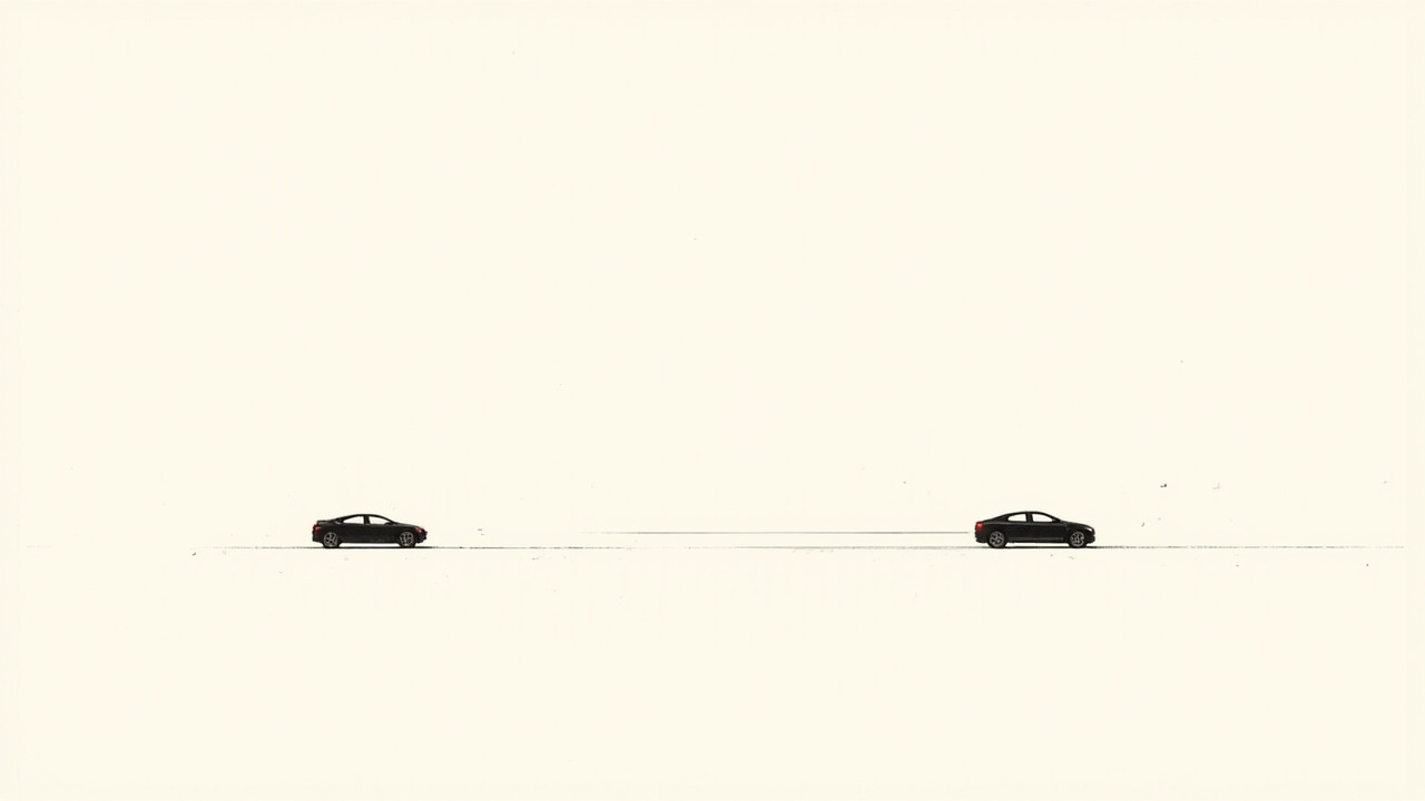 Dois carros sem motorista frente a frente como peças de xadrez, disputa entre Waymo e Tesla Cybercab