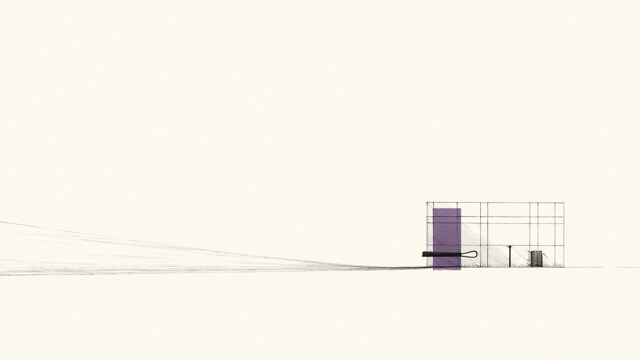 Prancha de arquiteto virando edifício colorido sob rolo de tinta, spec-driven design guiando IA até o produto final