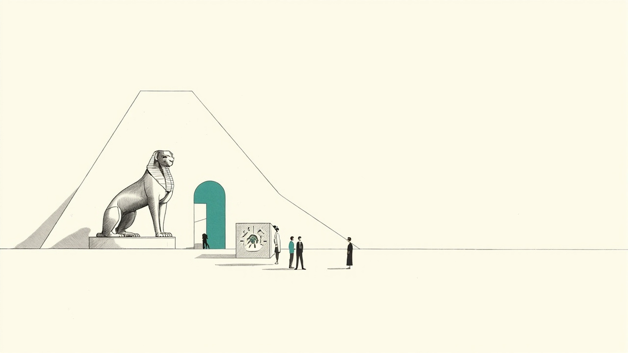 Estátua de esfinge guarda portão com caixa de enigmas para visitantes, anti-bot Anubis adota desafios proof-of-work em WebAssembly