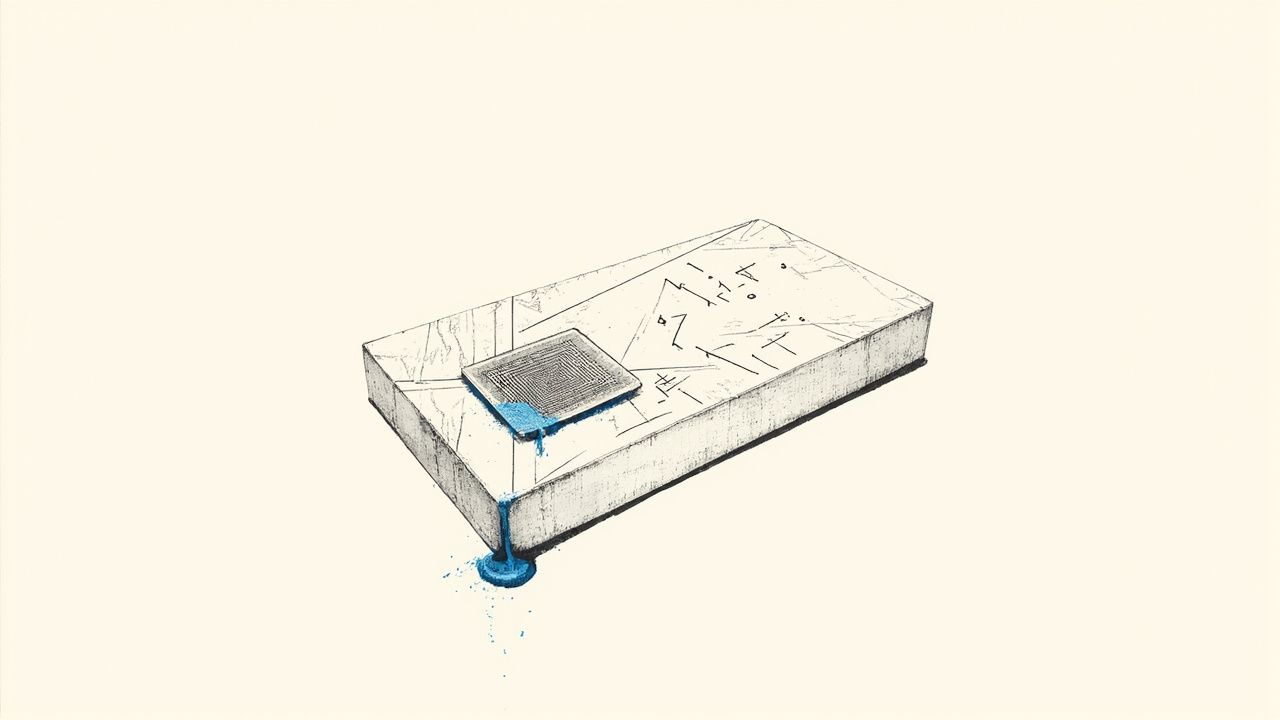 Tábua de mármore com equação entalhada e selo de cera em forma de chip, prova do Teorema de Fermat verificada por computador
