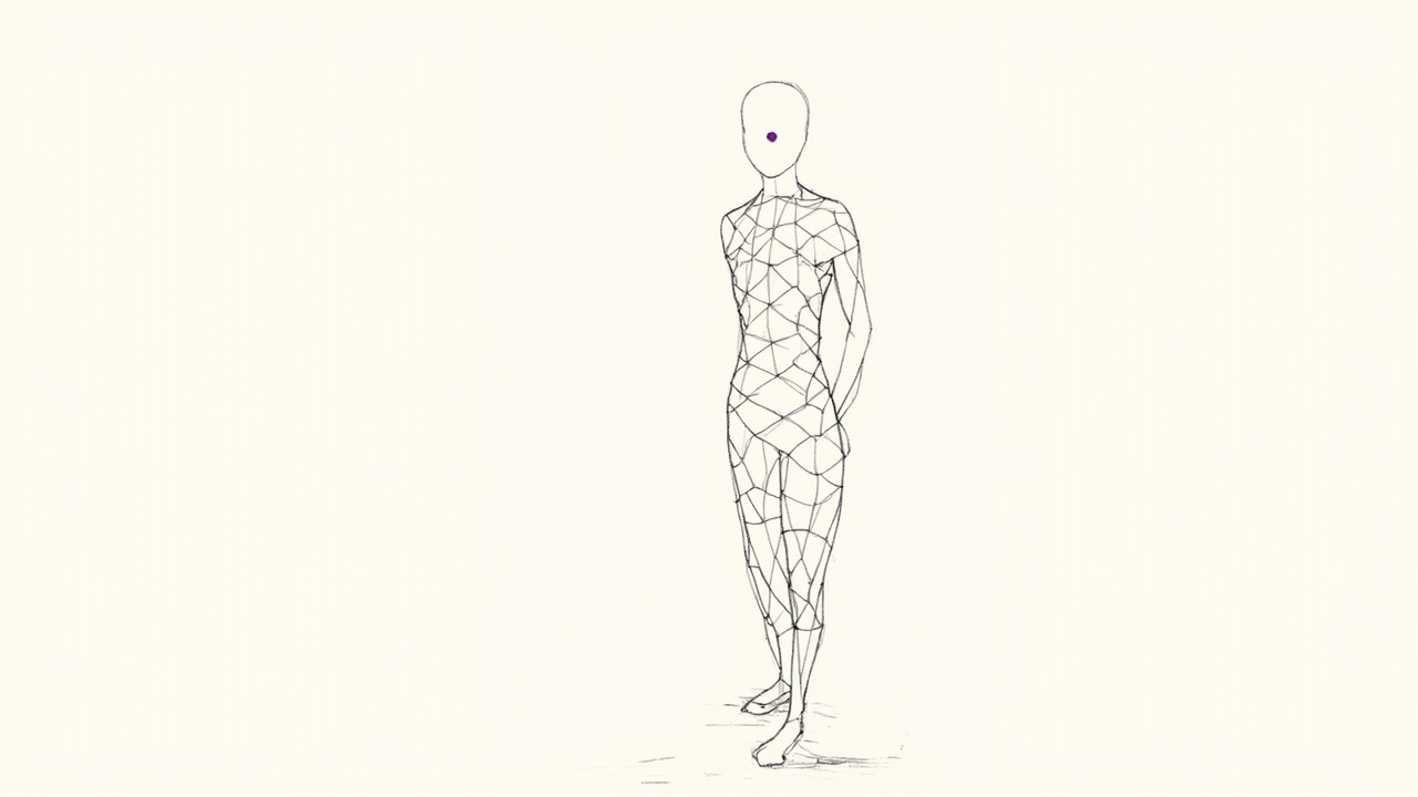 Casca reticulada vestível em forma de andaime num manequim, design computacional da arquitetura aplicado ao corpo