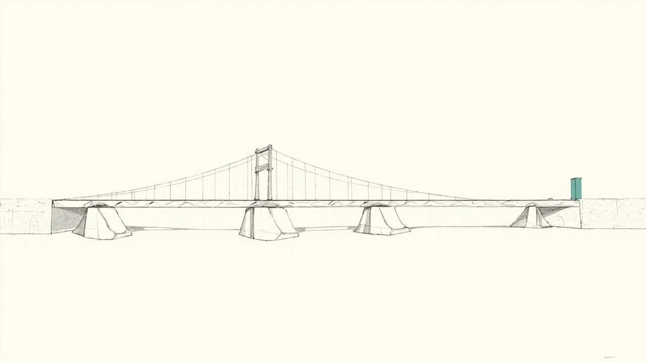 Ponte construída com tijolos pré-moldados que se encaixam sem argamassa, metáfora do Expo Modules 2.0