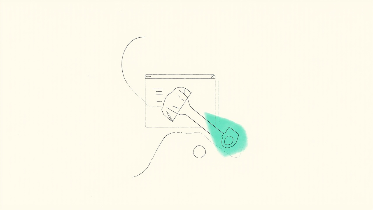Janela de navegador deslizando suavemente entre dois layouts enquanto uma chave aperta um fragmento brilhante, metáfora do React 19.3