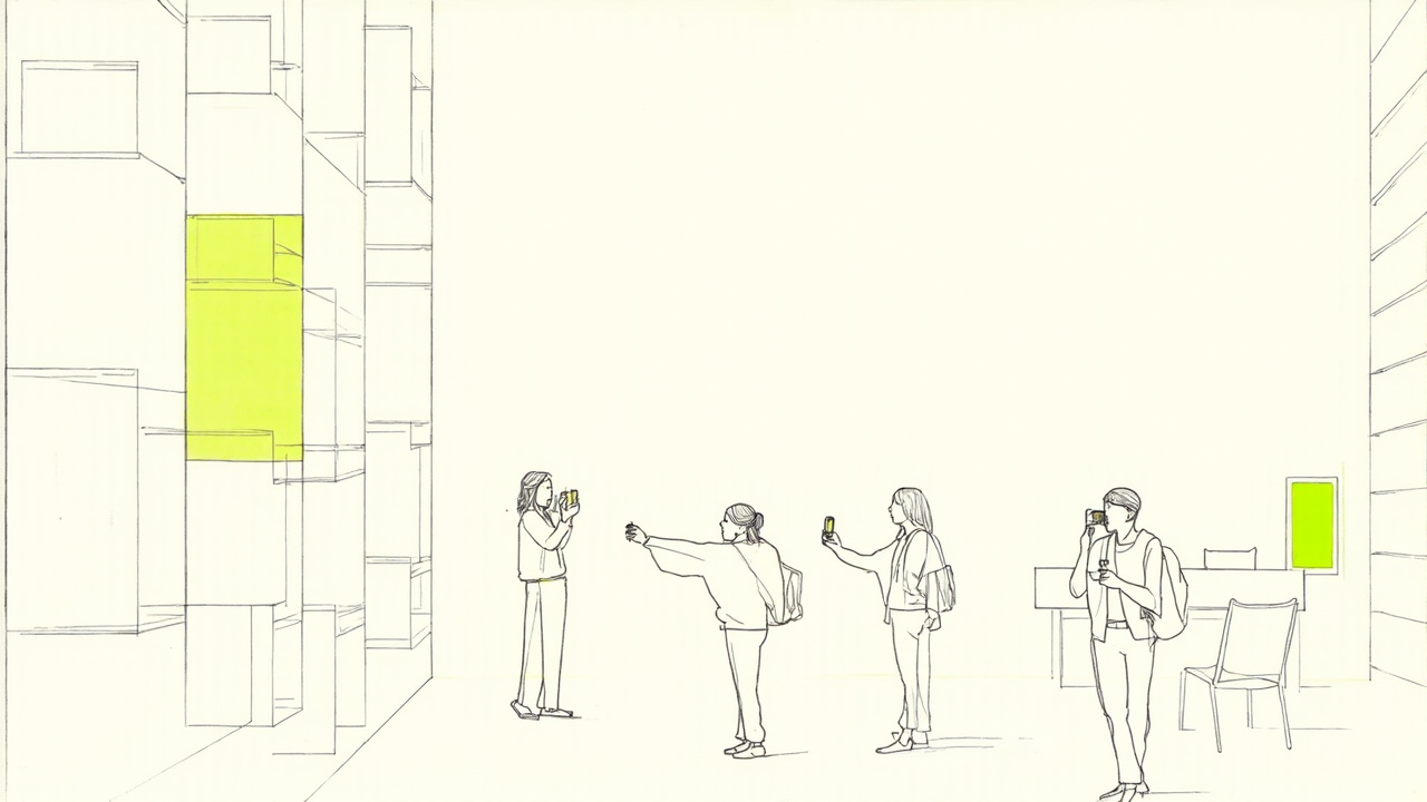 Salão de leitura cheio de jovens filmando com celulares entre estantes, bibliotecas redescobertas pela Gen Z
