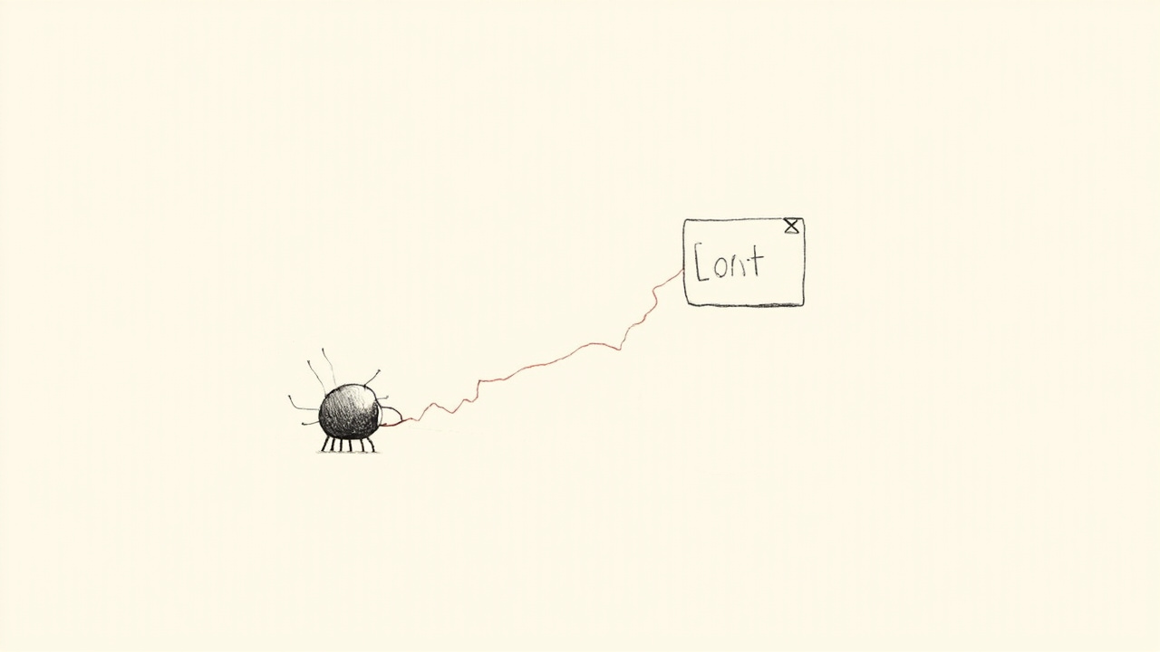 Microrrastreador no cursor de navegador enviando dados por fio a um balão de chat, metáfora do pixel de anúncios do ChatGPT