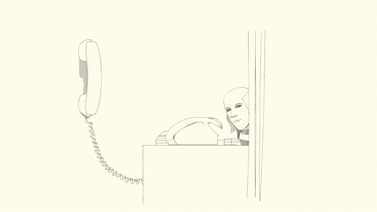 Fone de telefone ligado a máscara de robô e a pessoa atrás de cortina, metáfora das chamadas da Meta feitas por humanos