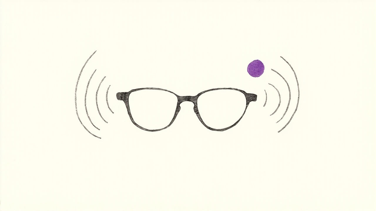 Óculos finos com ondas sonoras saindo das hastes e sem lente de câmera, representando os Ray-Ban Meta Audio da Meta