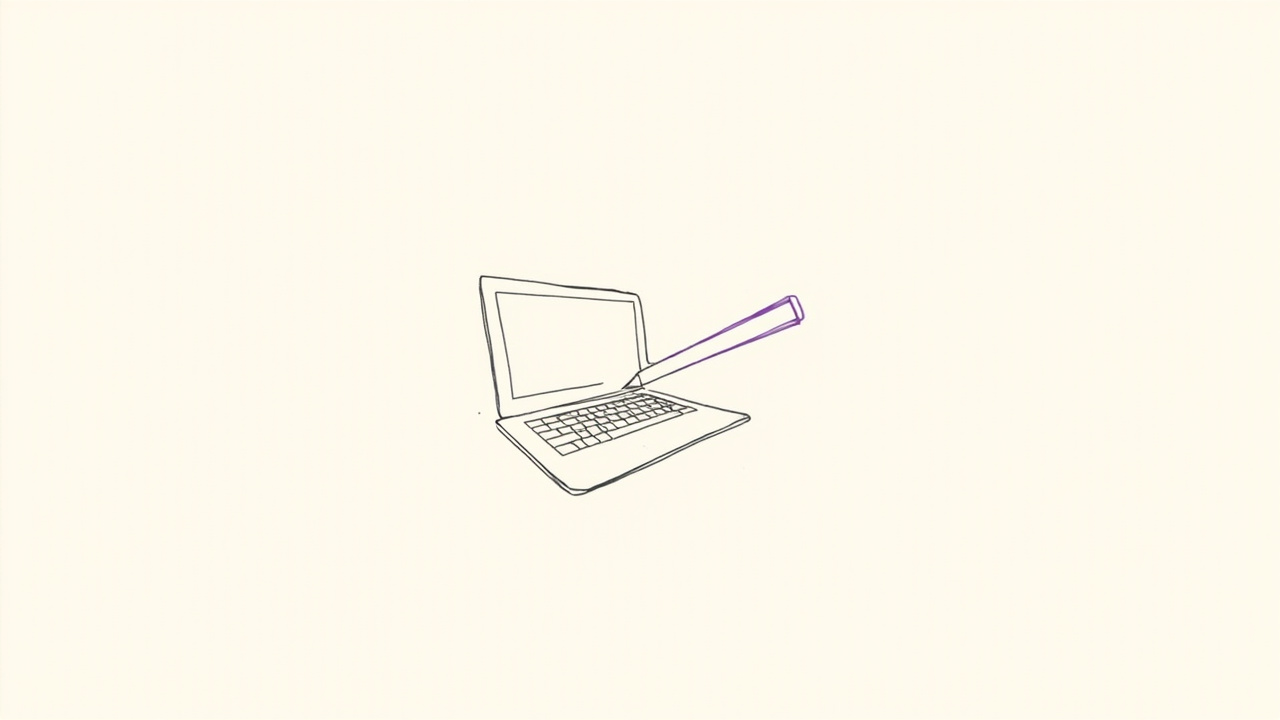 Lápis traçando seta em direção a teclado, designer de UX aprendendo a programar