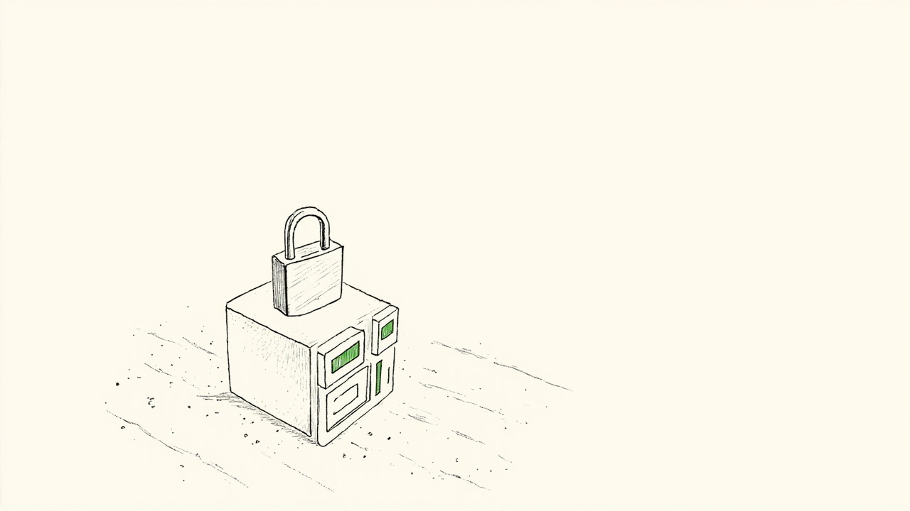 Cadeado aberto sobre cluster de racks de servidores, plataforma de inferência da Prime Intellect para modelos open-source