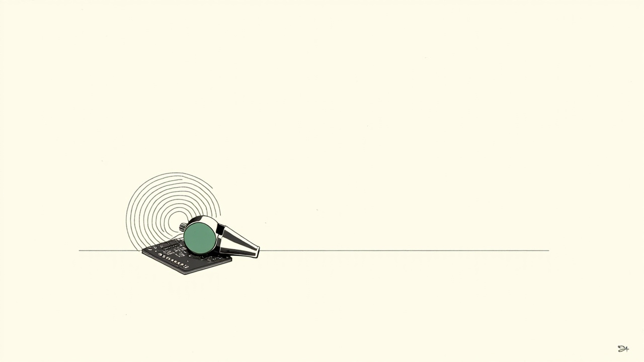 Apito minúsculo sobre placa de microcontrolador com ondas sonoras, modelo de transcrição Whistle de 16,9 MB para dispositivos pequenos
