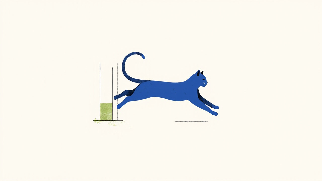 Silhueta de felino saltando em azul elétrico ao lado de gráfico de avaliações extremas, metáfora do rebranding polarizador da Jaguar